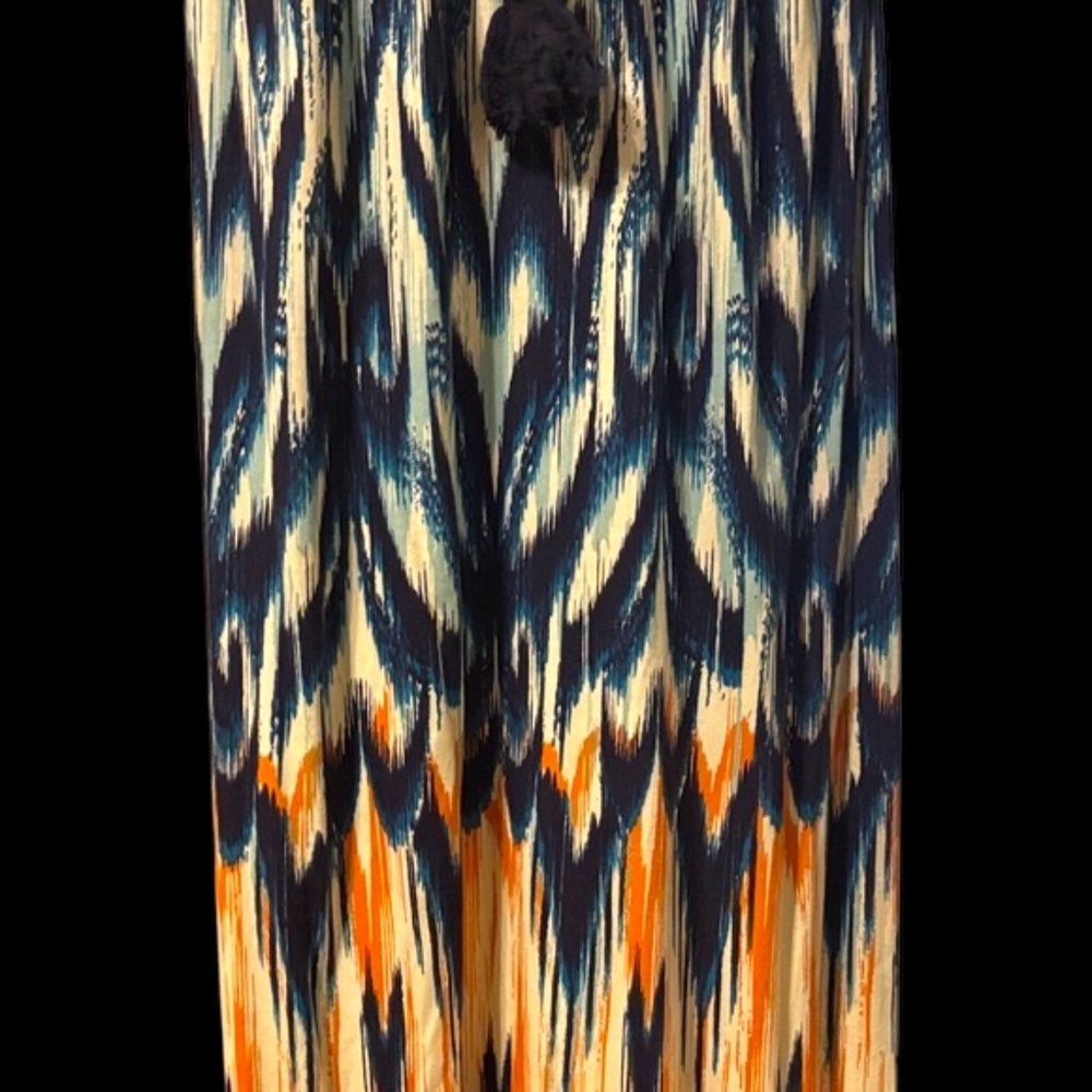 Elegant Blue and Orange Maxi Dress - Picture 5 of 9